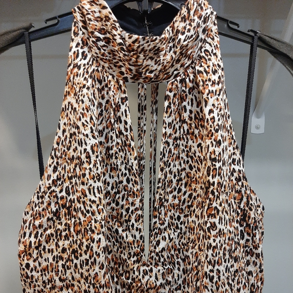 Free People Leopard Print Halter Maxi Dress in Brown and Black - Picture 3 of 10